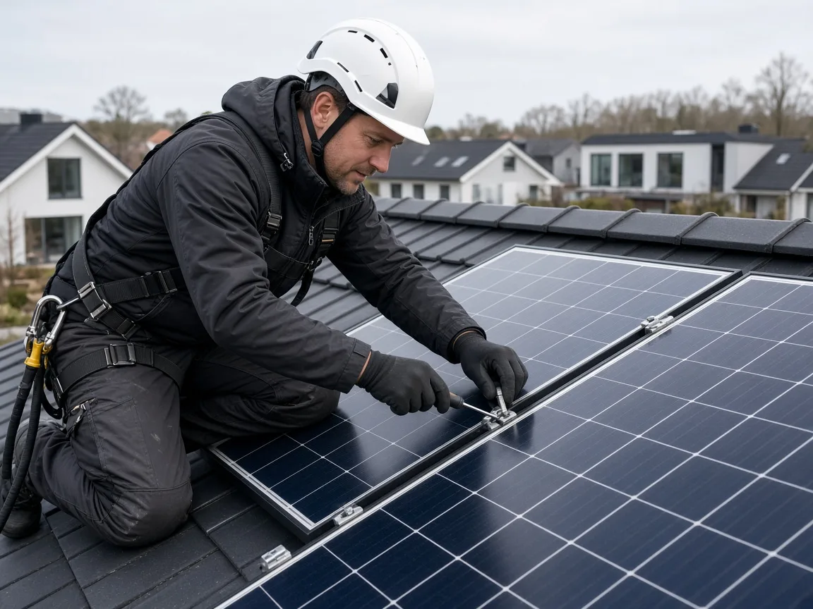 Professionel installation af solcellepaneler på dansk tag